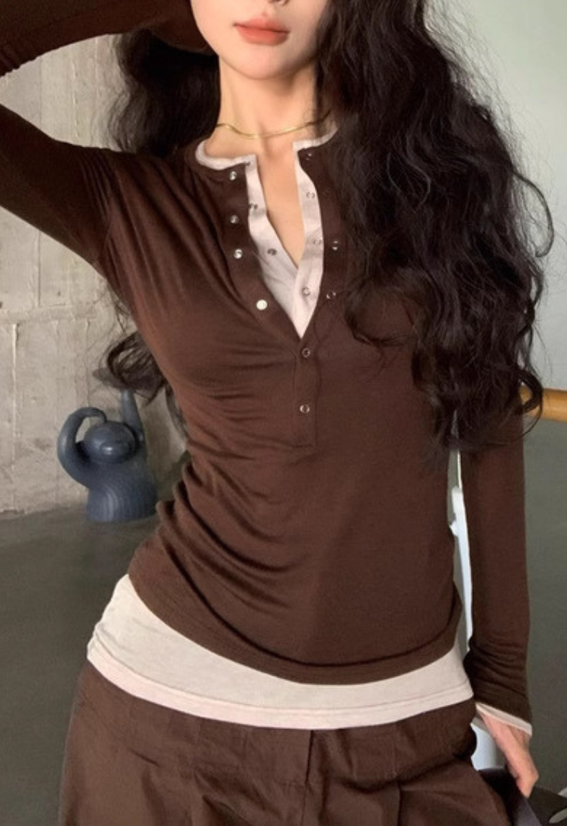 フェイクツーピースロングカットソー