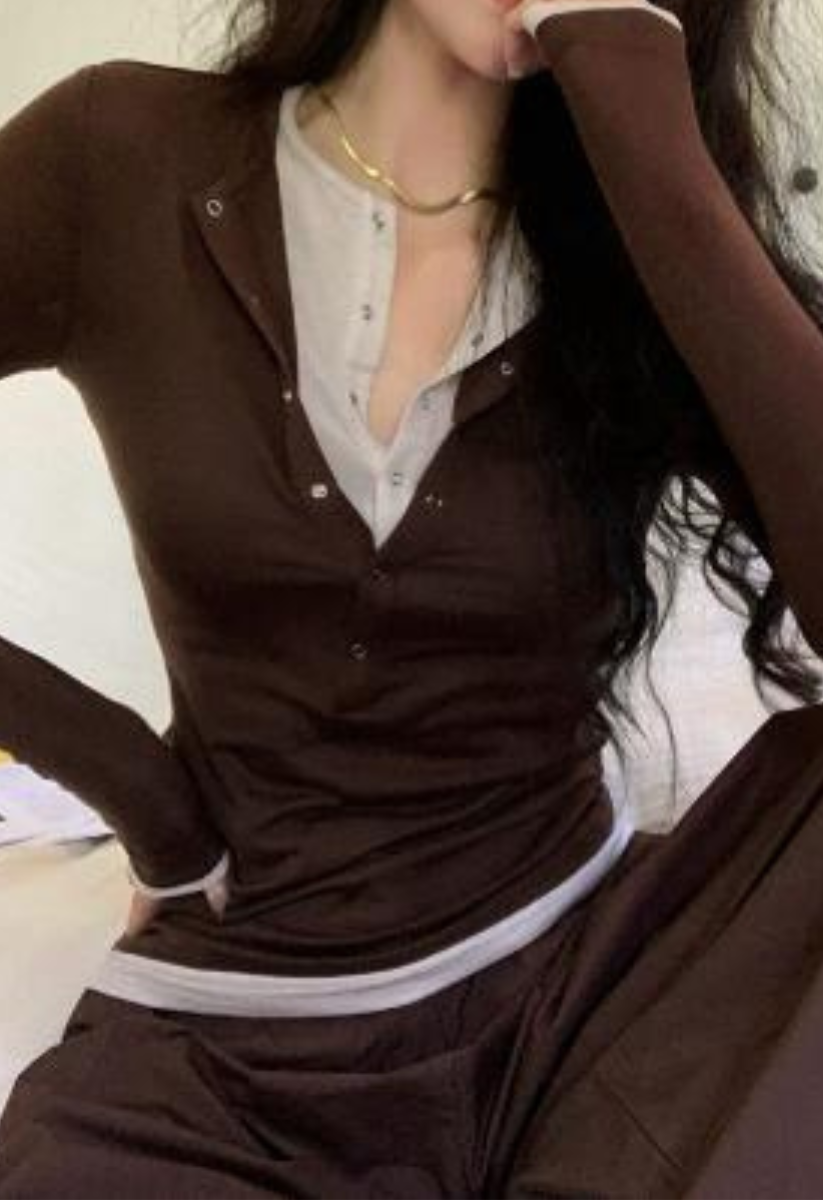 フェイクツーピースロングカットソー