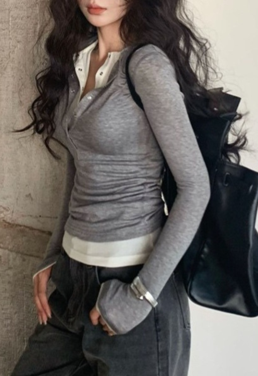 フェイクツーピースロングカットソー