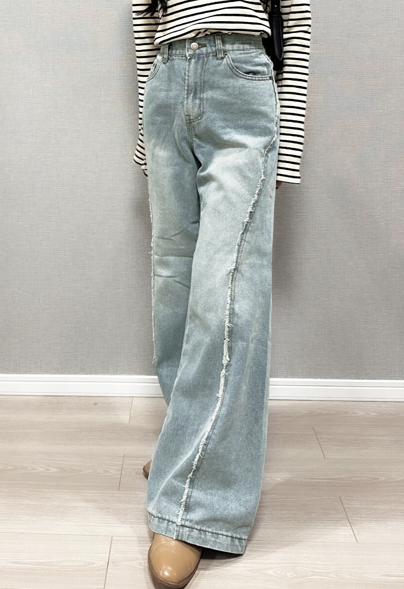 デニムワイドフレアパンツ