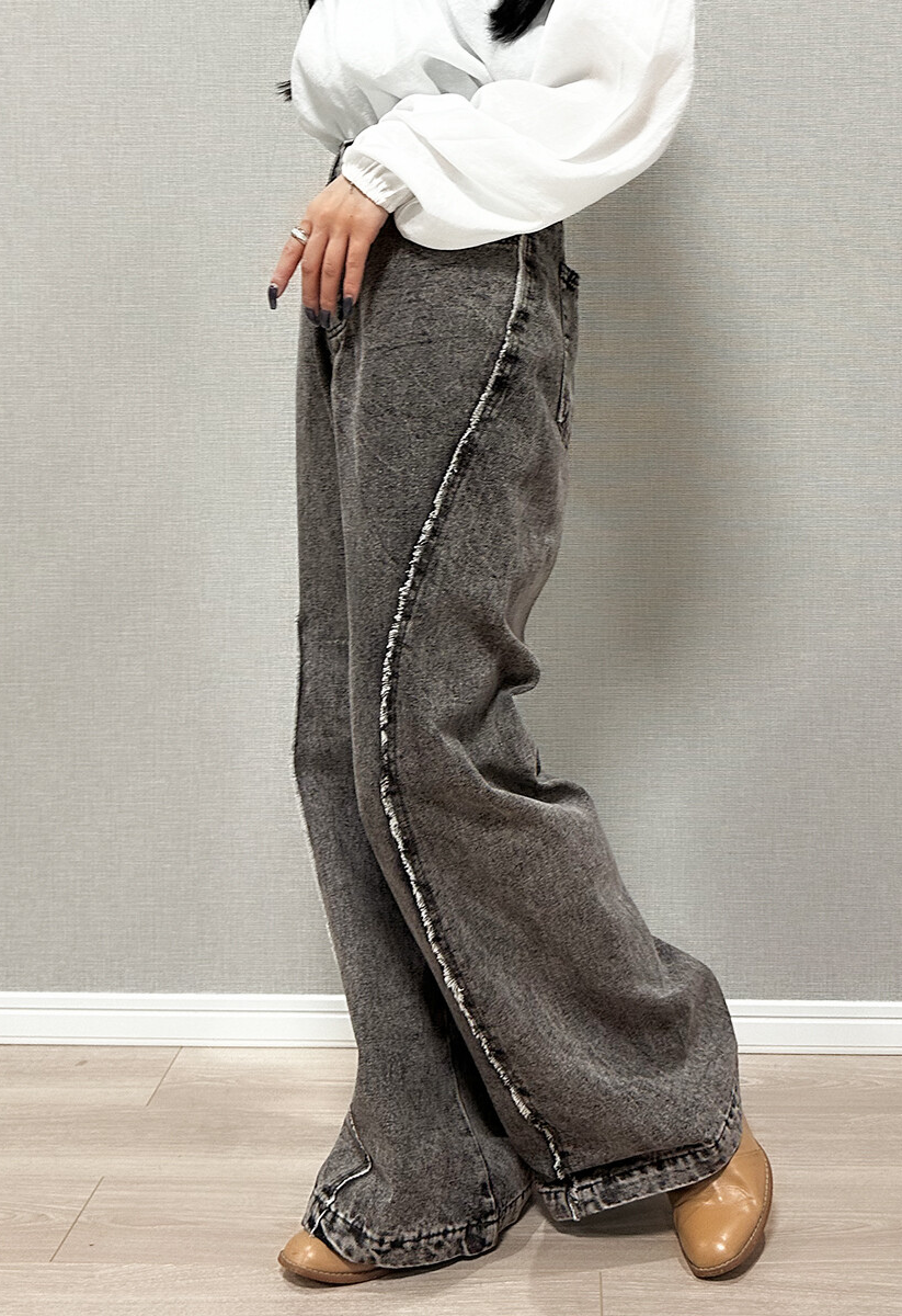 デニムワイドフレアパンツ