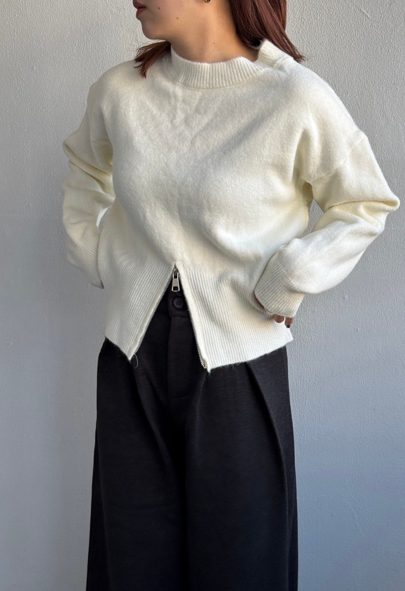ジッパー ニットトップス