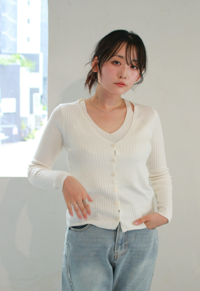 レイヤード風カーディガン