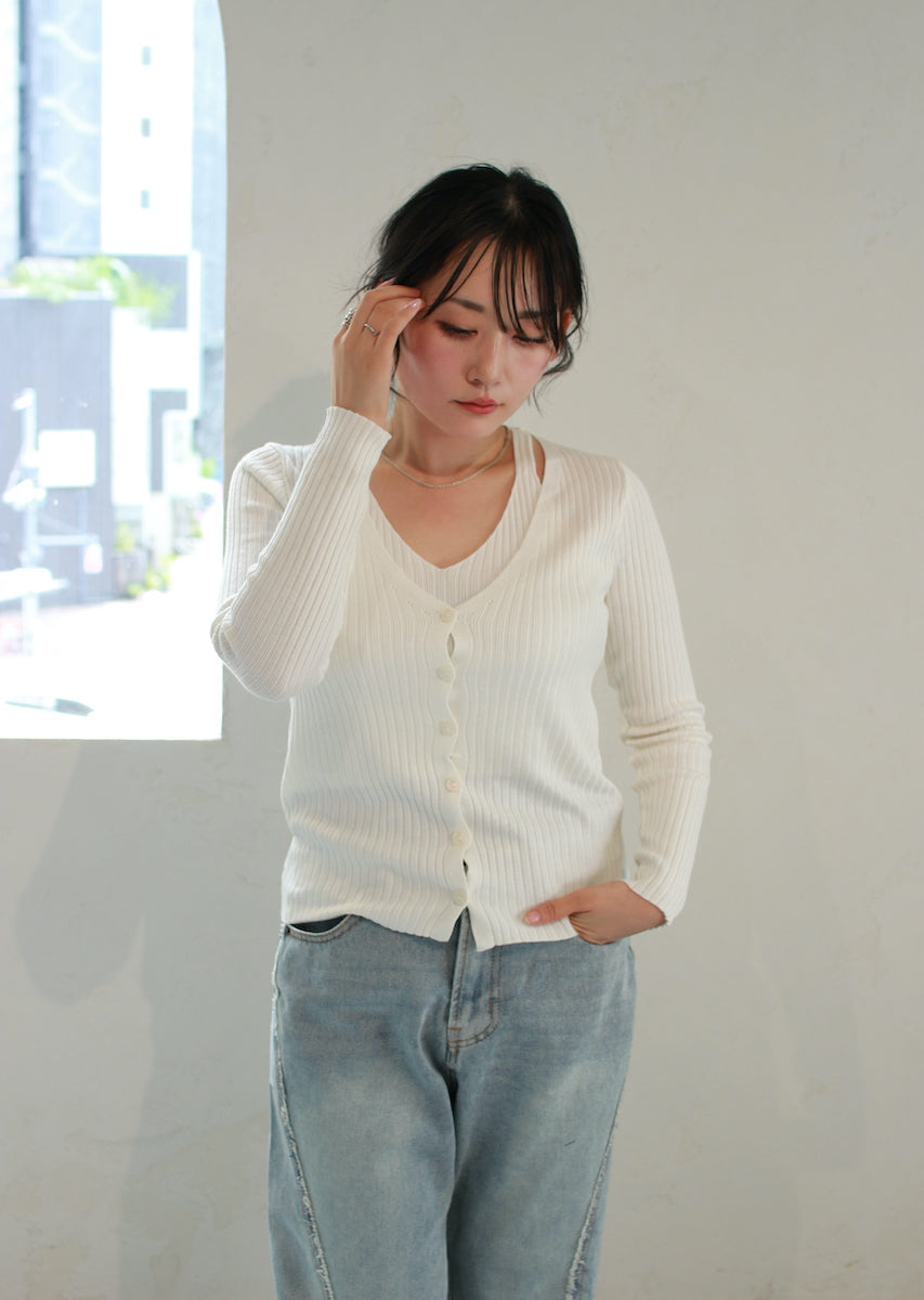 レイヤード風カーディガン