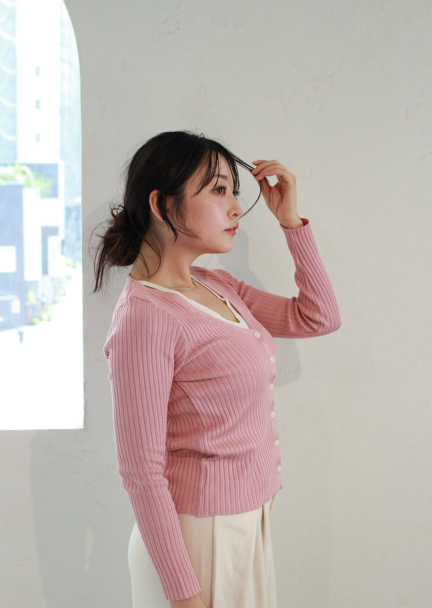 レイヤード風カーディガン