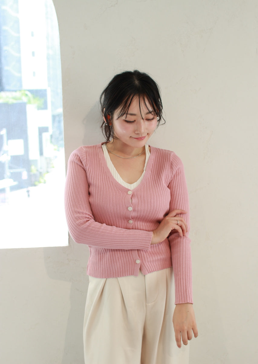 レイヤード風カーディガン