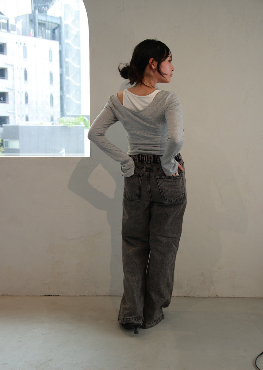 レイヤード風オフショルダートップス