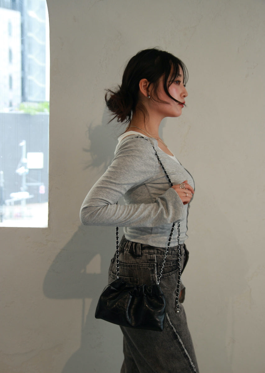 チェーンショルダー 巾着バッグ