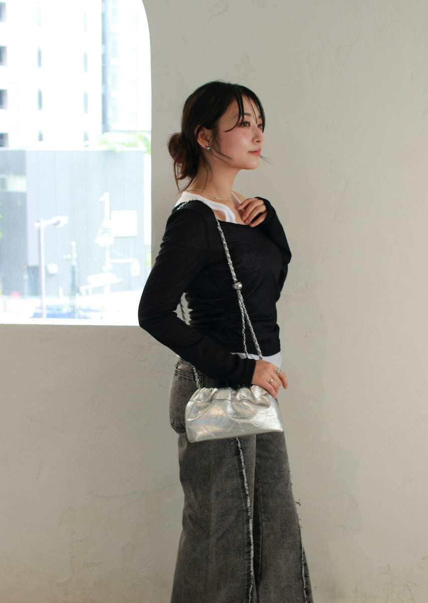 チェーンショルダー 巾着バッグ