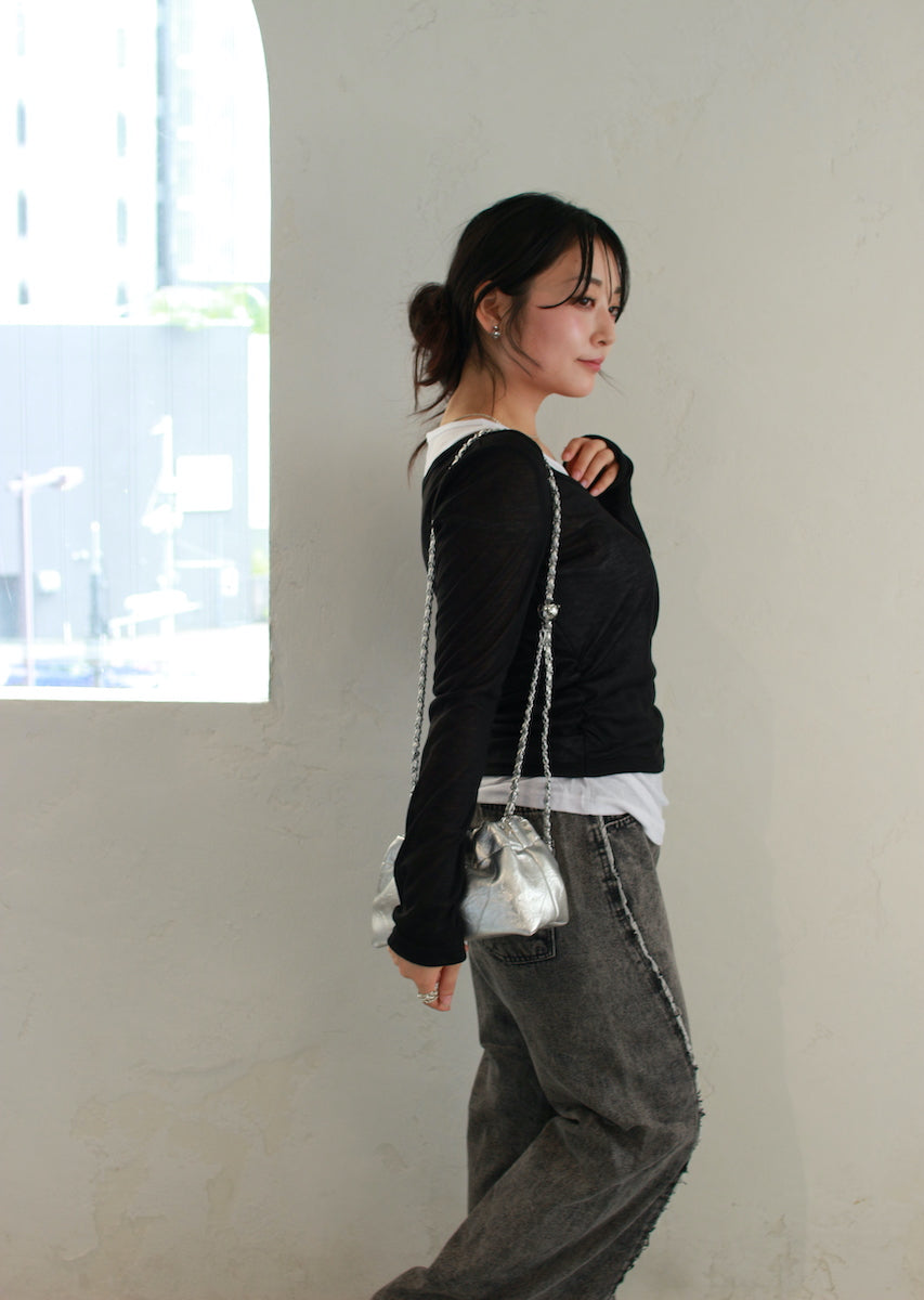 チェーンショルダー 巾着バッグ