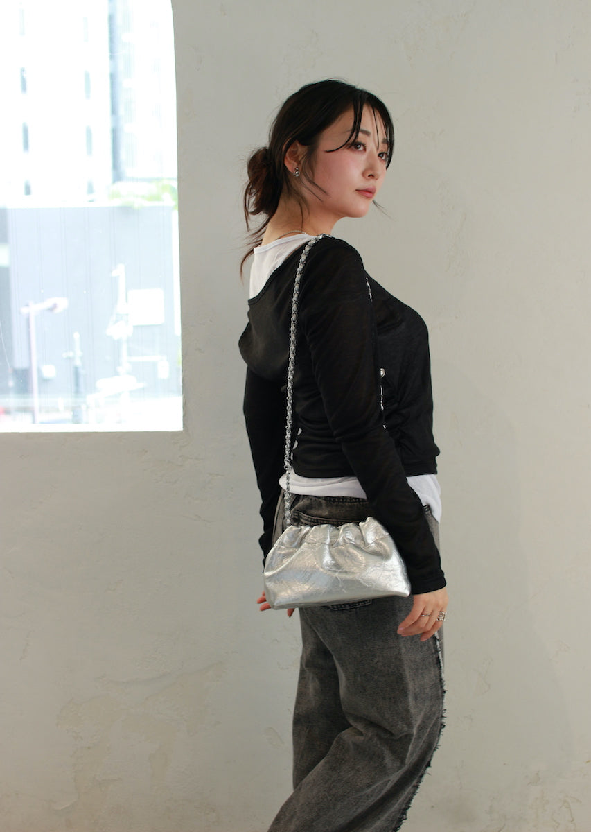 チェーンショルダー 巾着バッグ