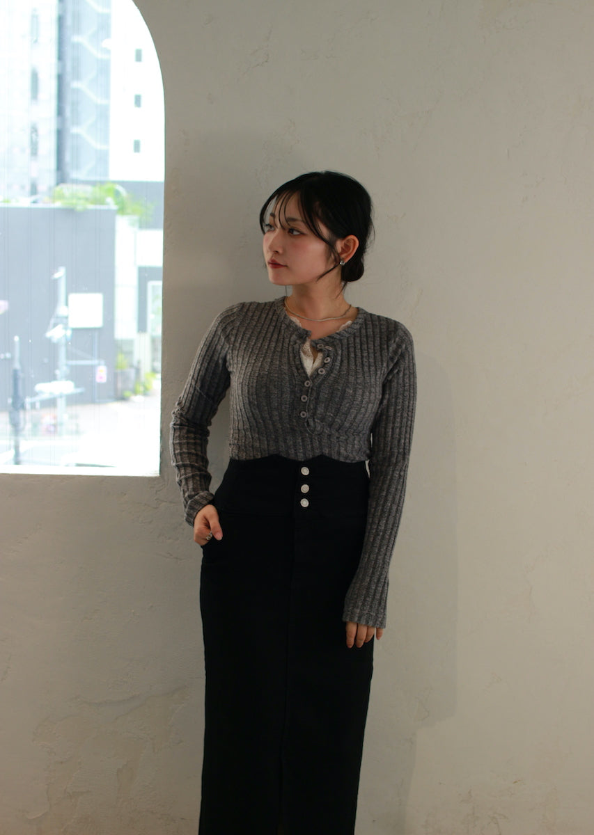 フェイクレースキャミ付トップス