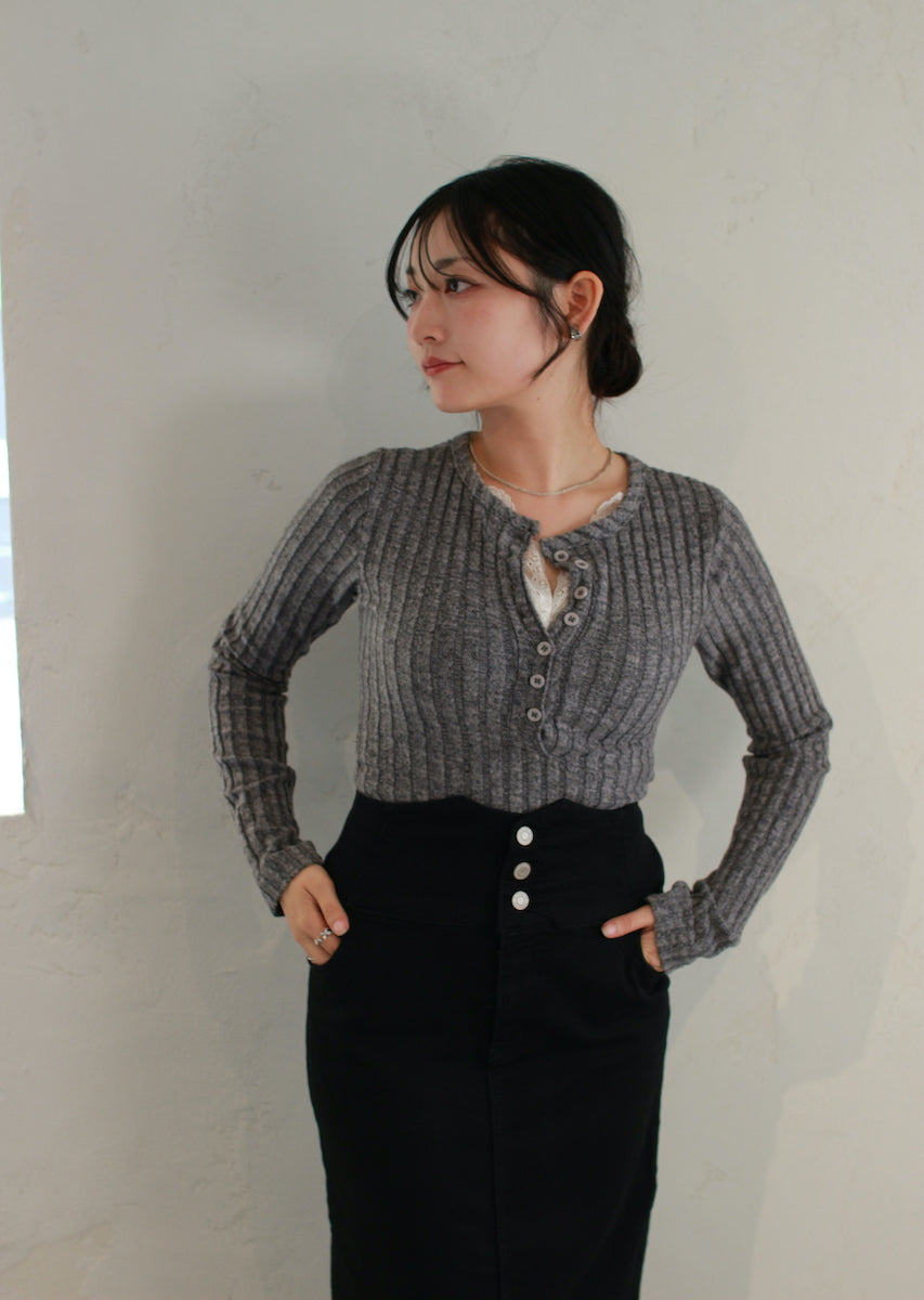 フェイクレースキャミ付トップス