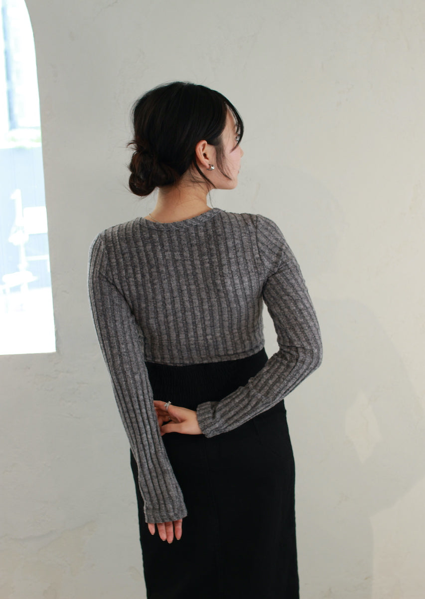 フェイクレースキャミ付トップス