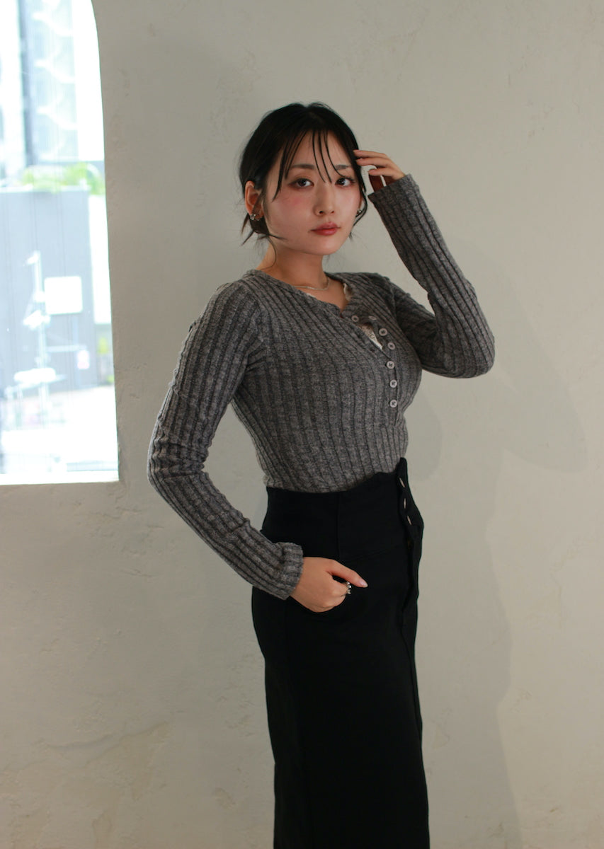 フェイクレースキャミ付トップス