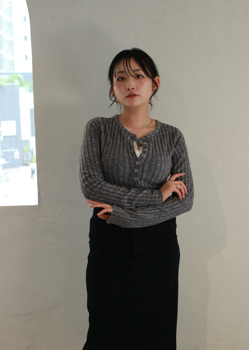 フェイクレースキャミ付トップス