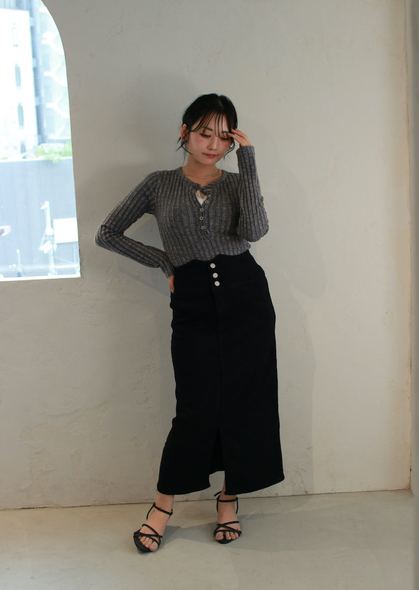 フェイクレースキャミ付トップス