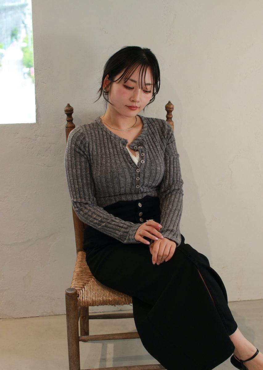 フェイクレースキャミ付トップス