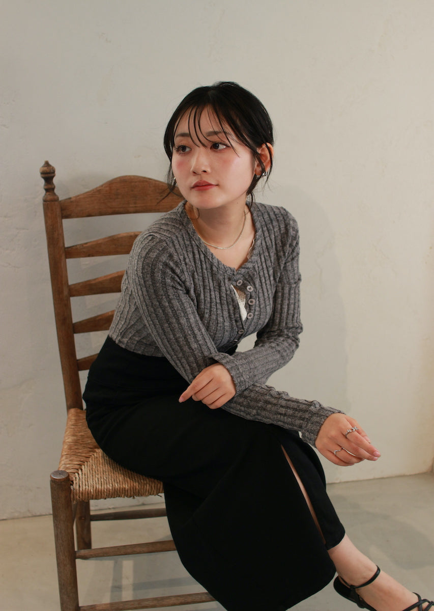 フェイクレースキャミ付トップス