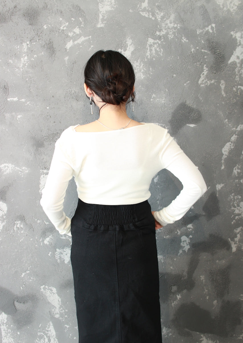 ドレープネックニットトップス