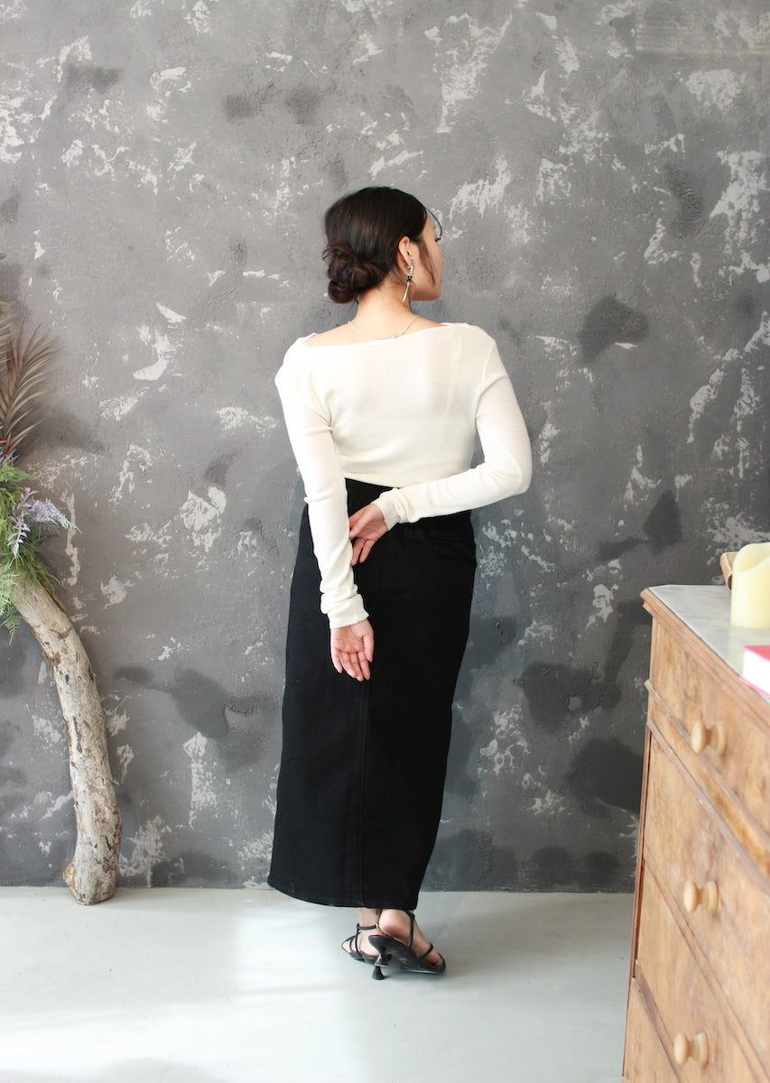 ドレープネックニットトップス