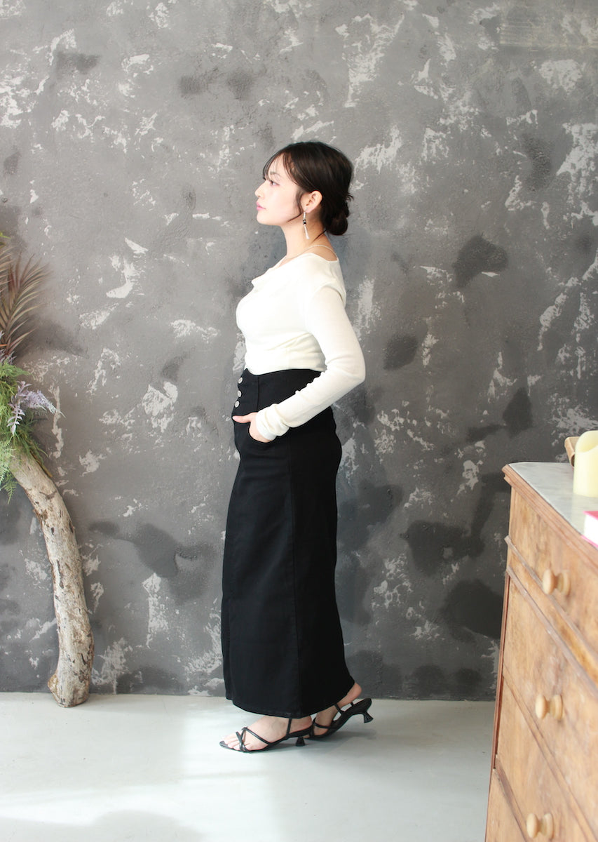 ドレープネックニットトップス