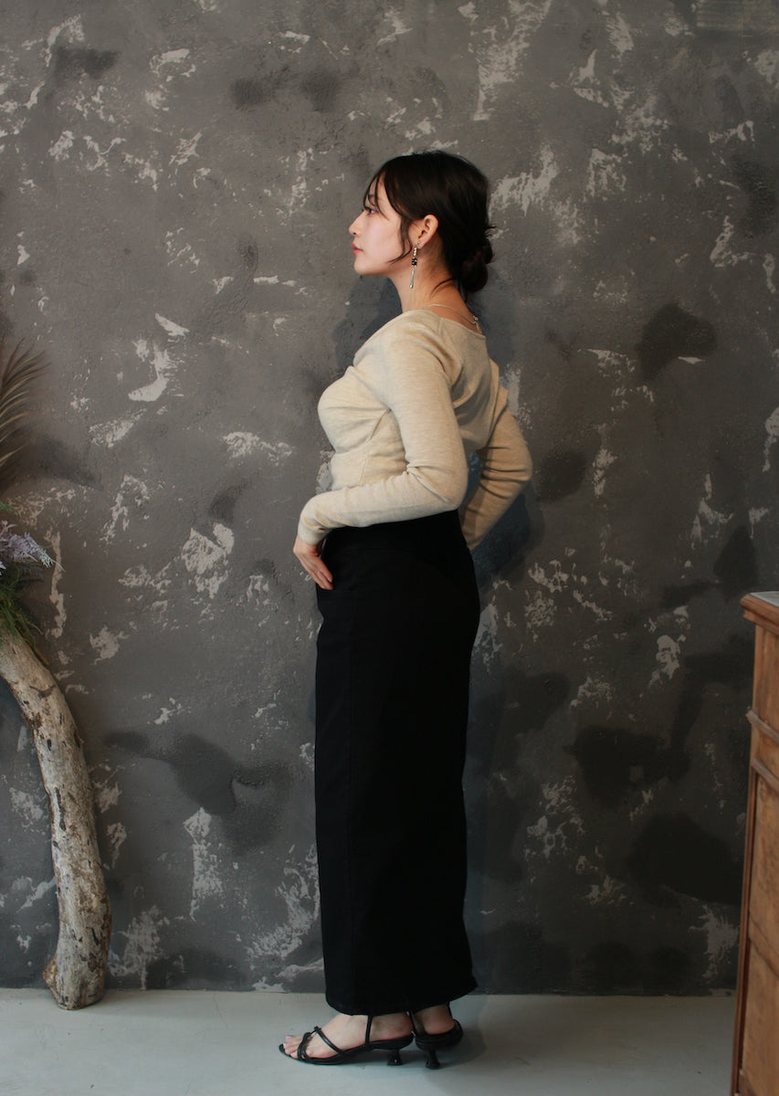 ドレープネックニットトップス