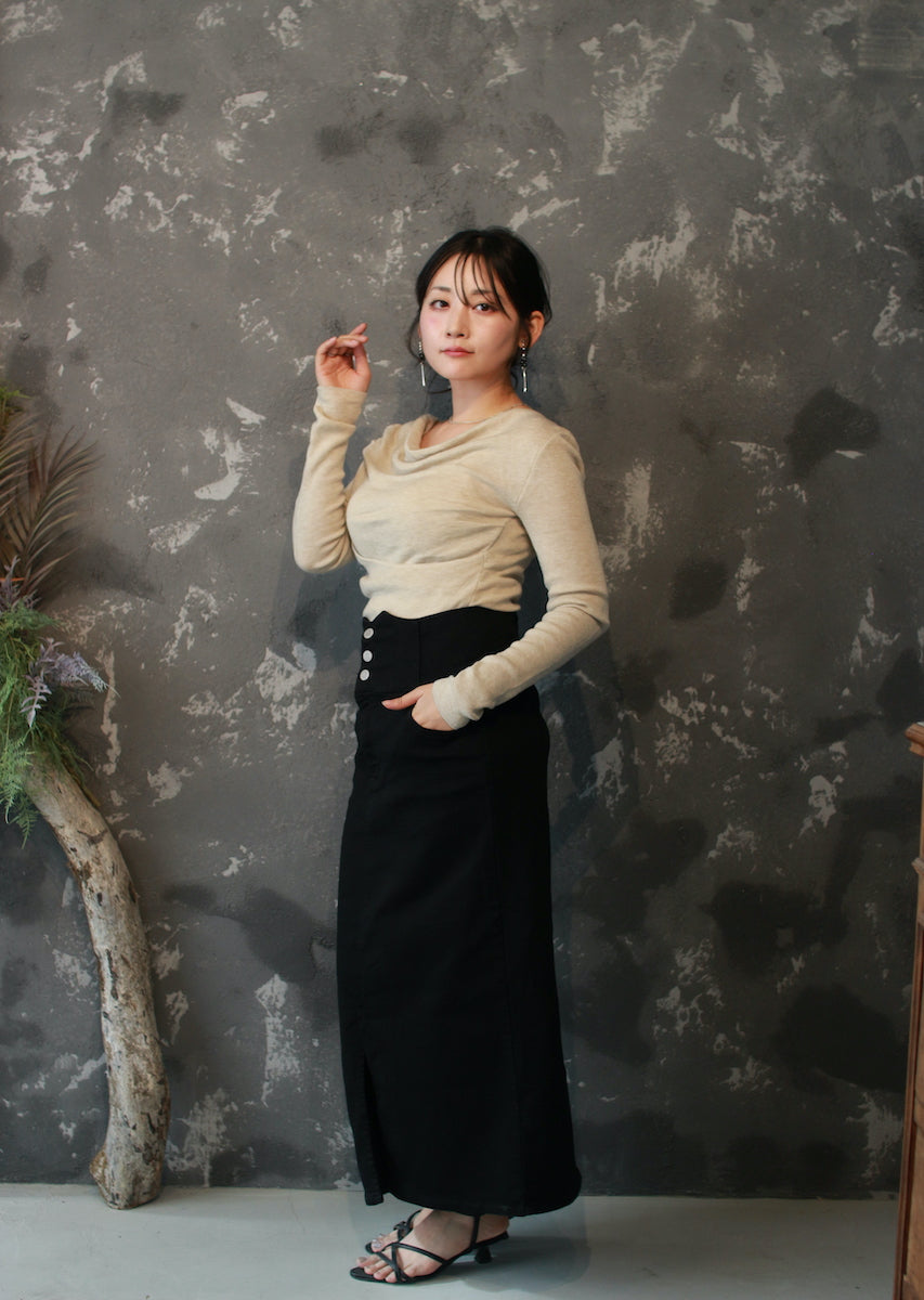 ドレープネックニットトップス