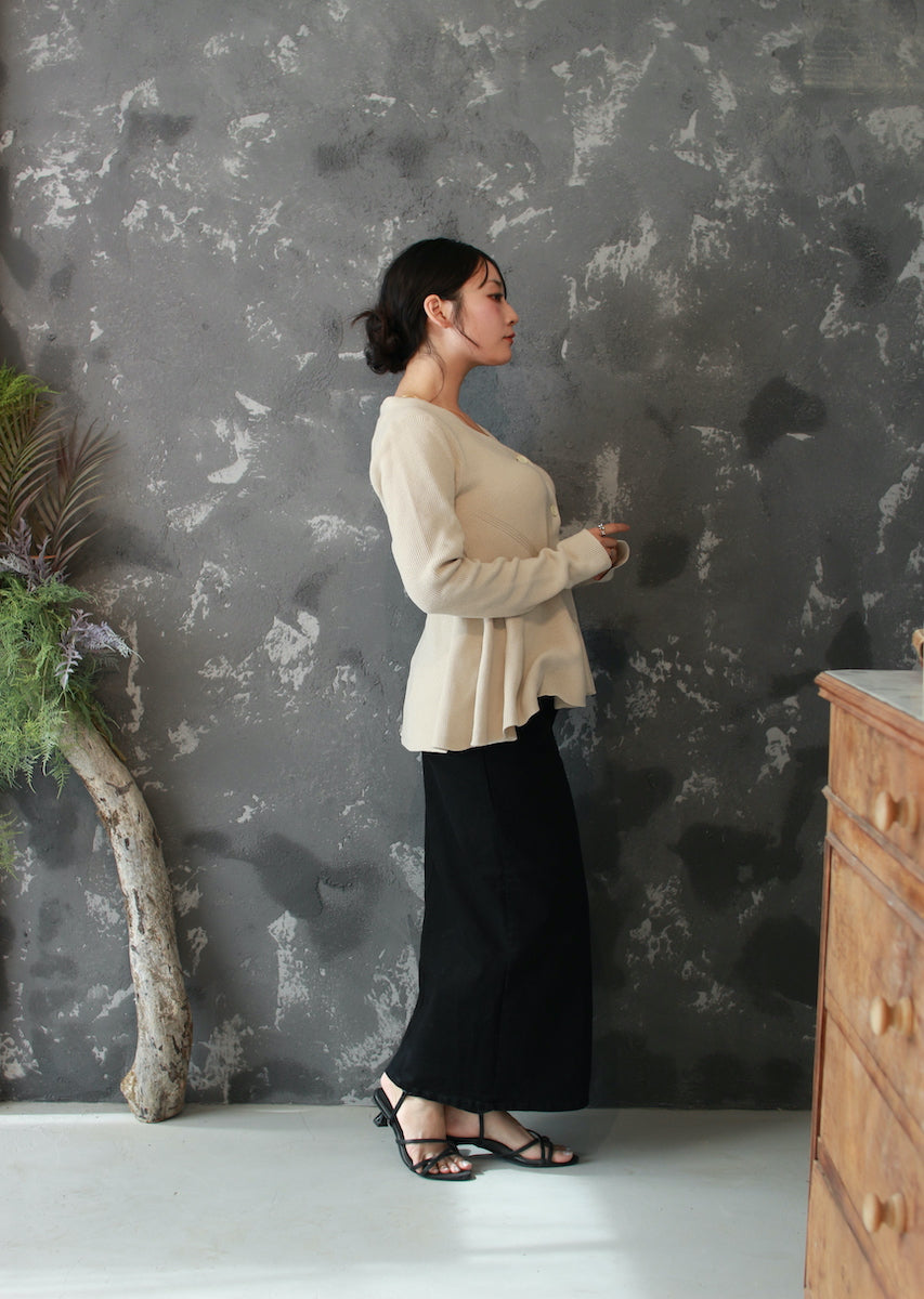 ペプラムニットカーディガン