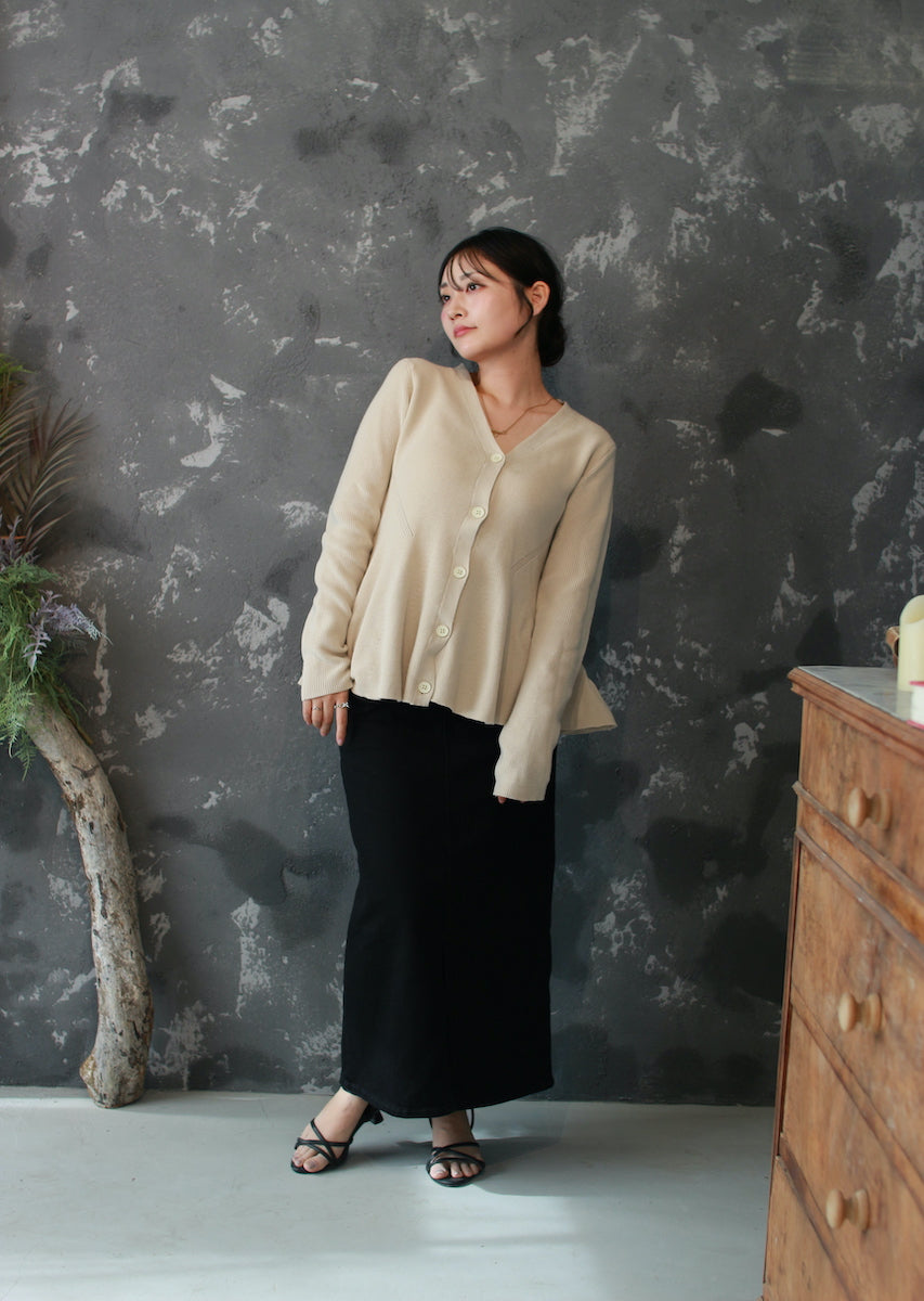 ペプラムニットカーディガン