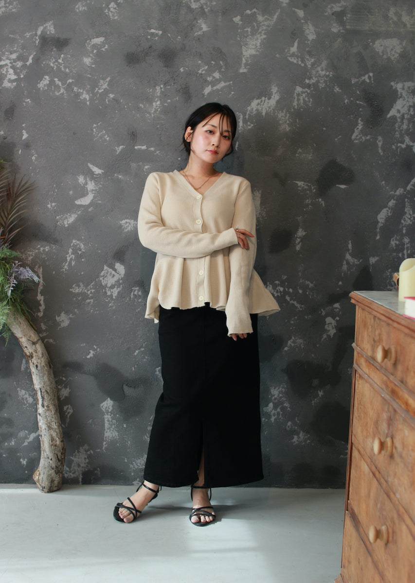 ペプラムニットカーディガン
