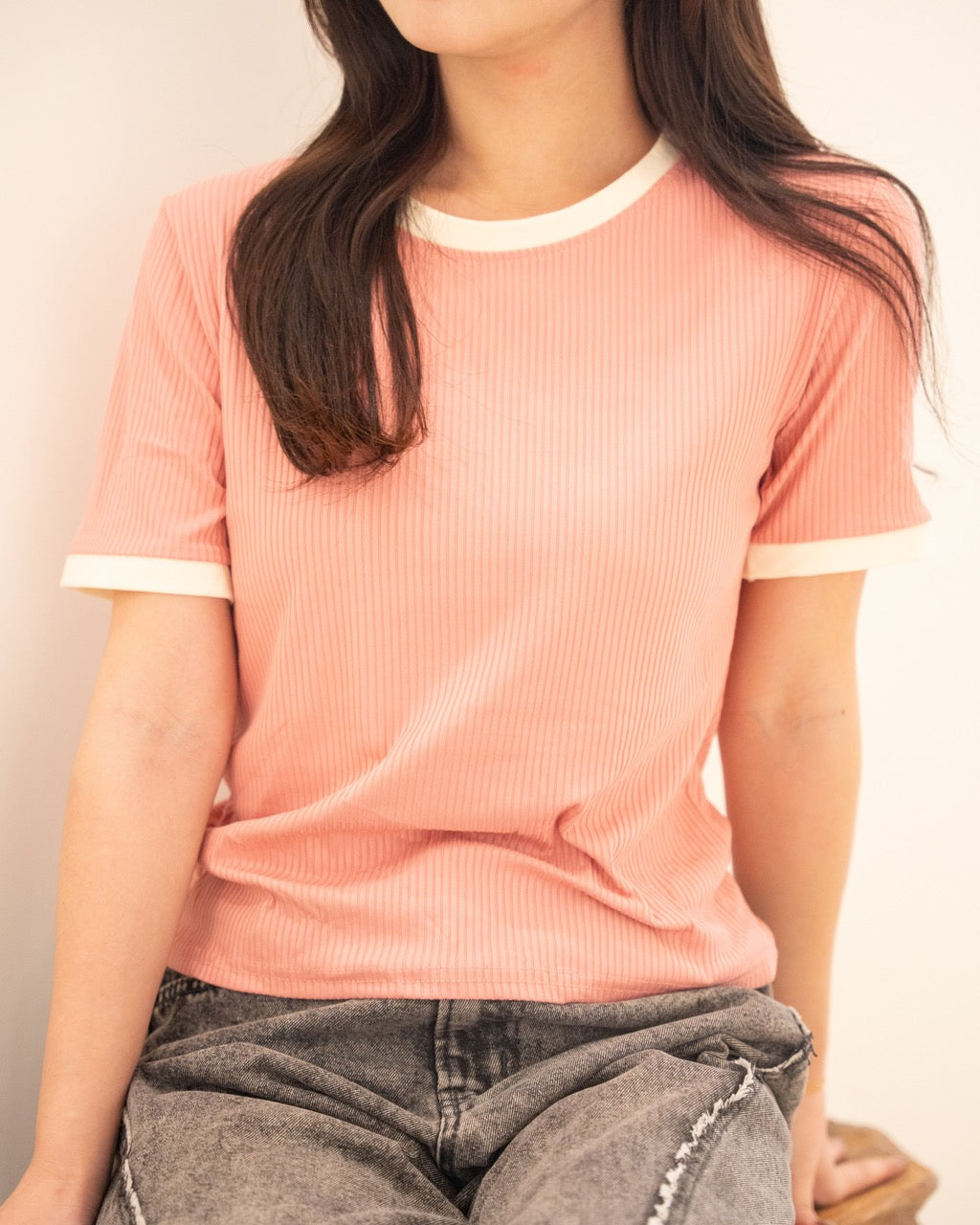 バイカラーリブTシャツ