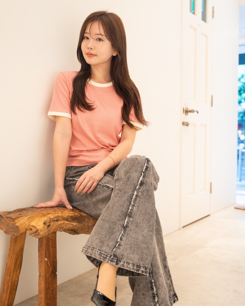 バイカラーリブTシャツ