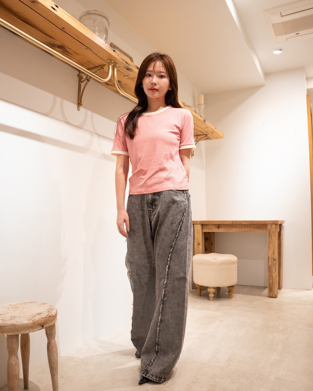 バイカラーリブTシャツ