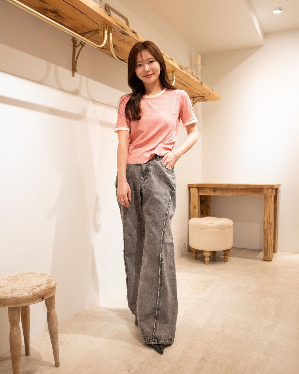 バイカラーリブTシャツ
