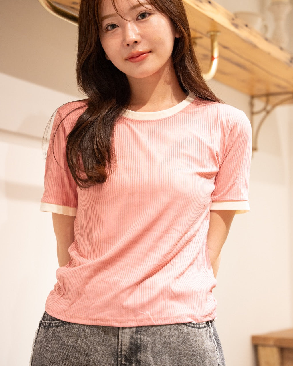 バイカラーリブTシャツ