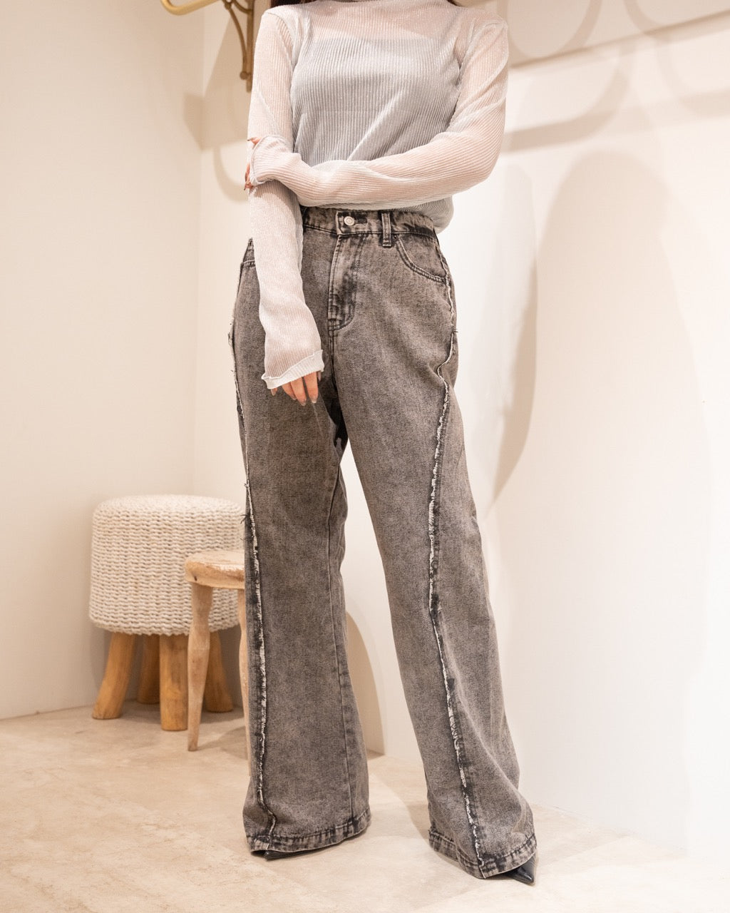 デニムワイドフレアパンツ