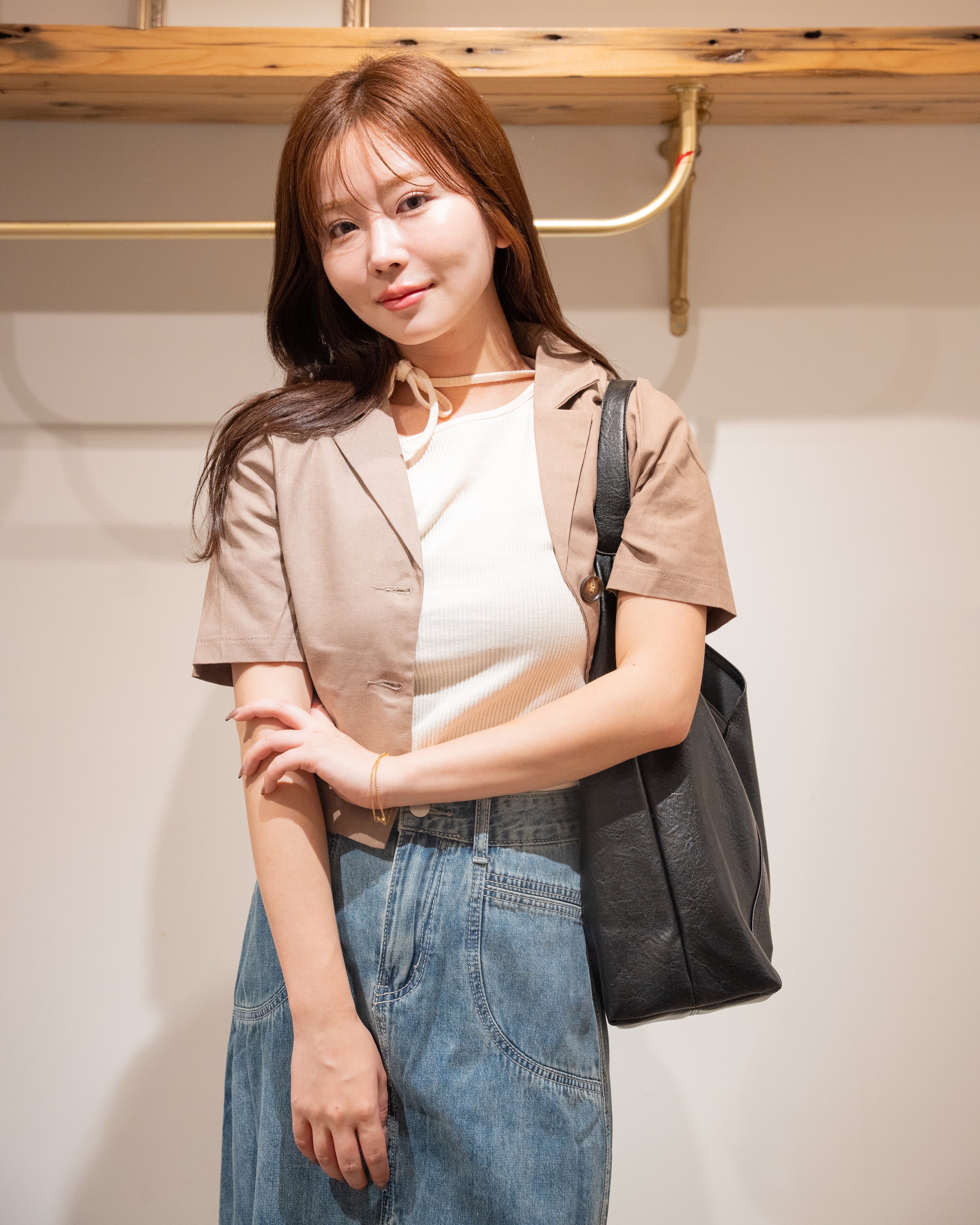 麻ライクショート丈テーラージャケット