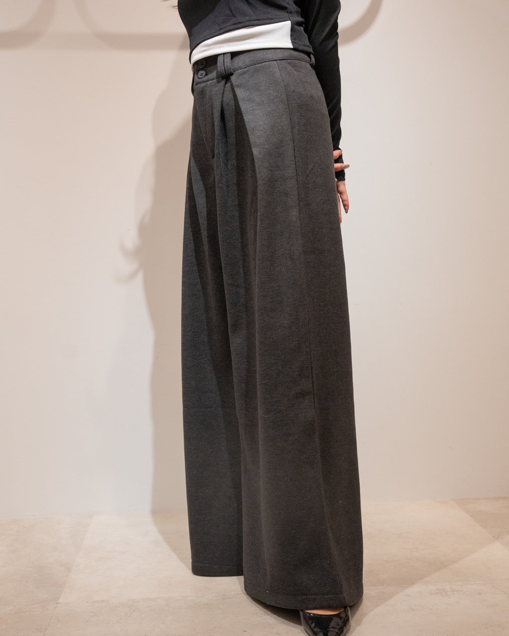 ワンボックスタックワイドパンツ