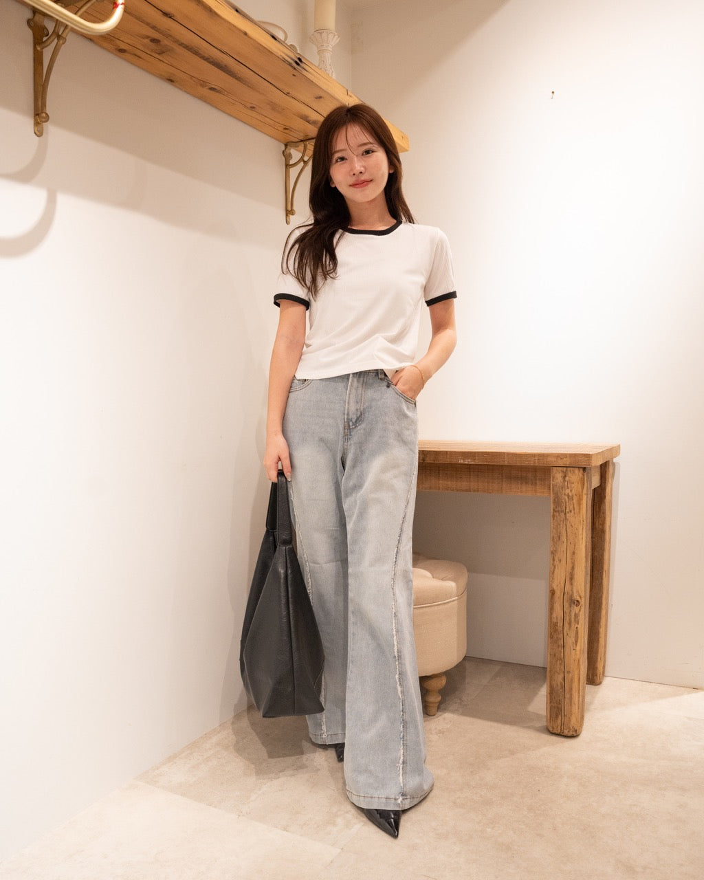 バイカラーリブTシャツ