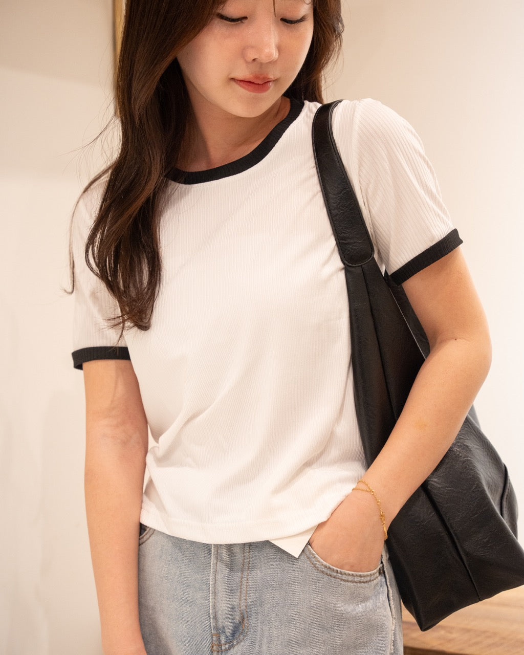 バイカラーリブTシャツ