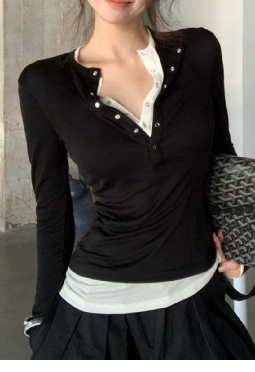 フェイクツーピースロングカットソー