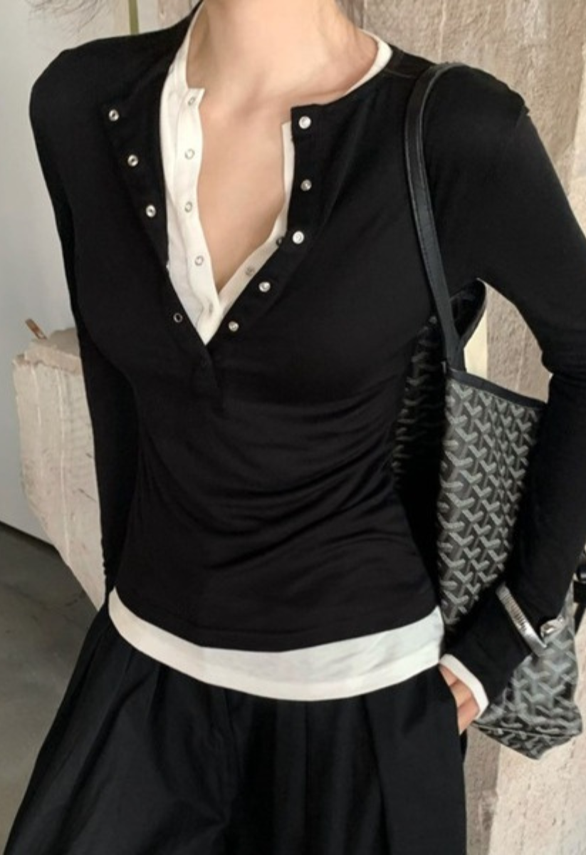 フェイクツーピースロングカットソー