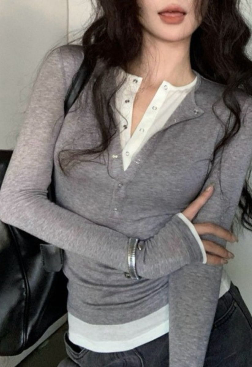 フェイクツーピースロングカットソー