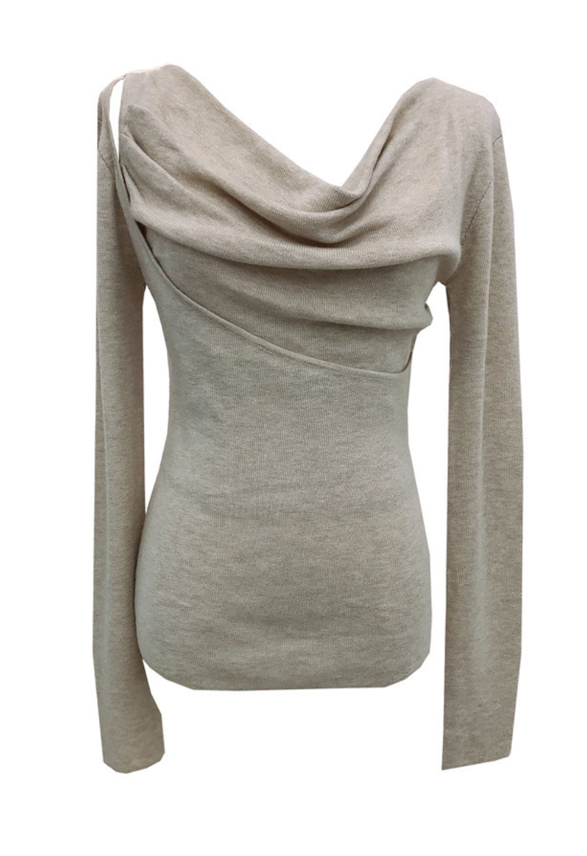 ドレープネックニットトップス