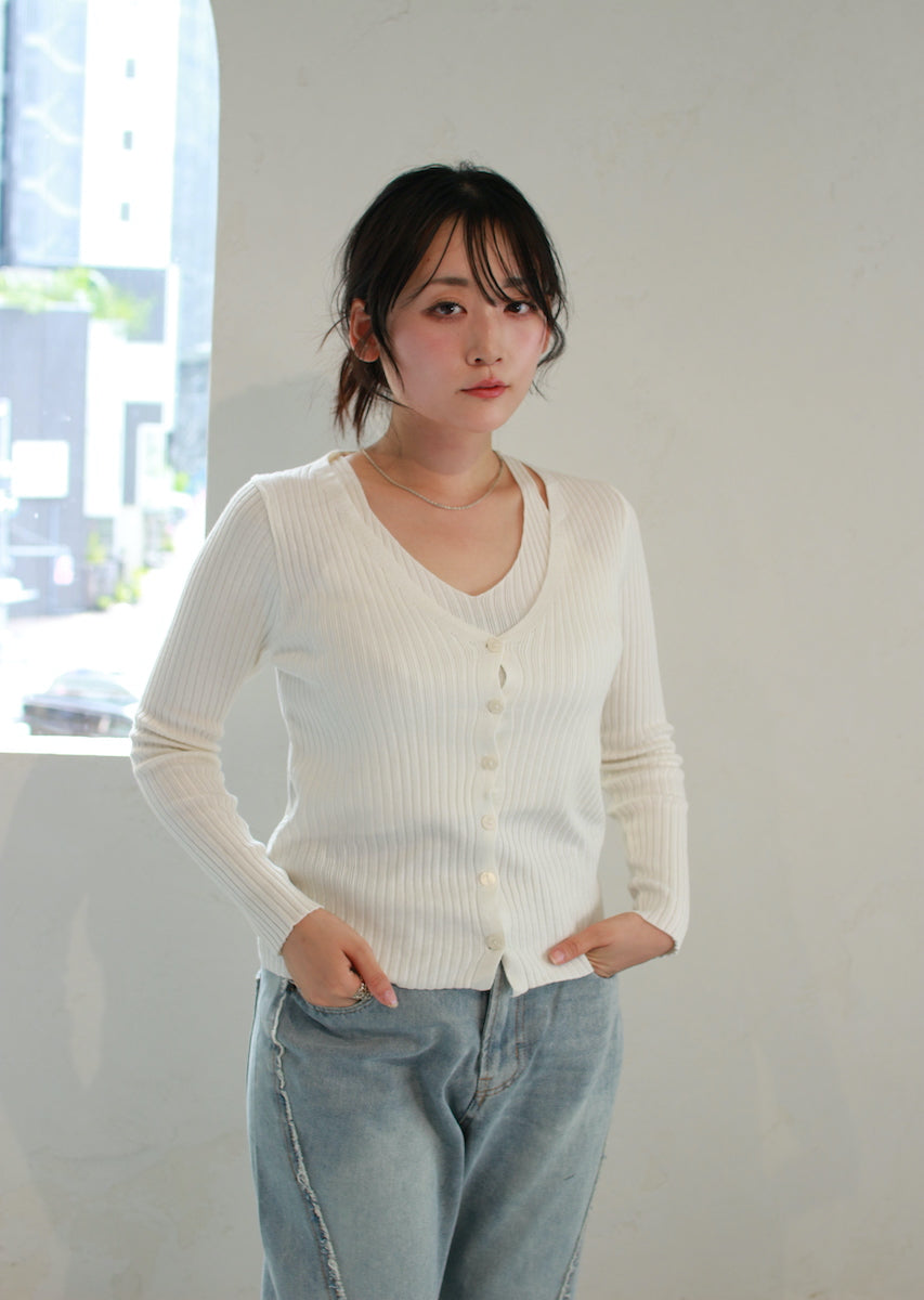 レイヤード風カーディガン