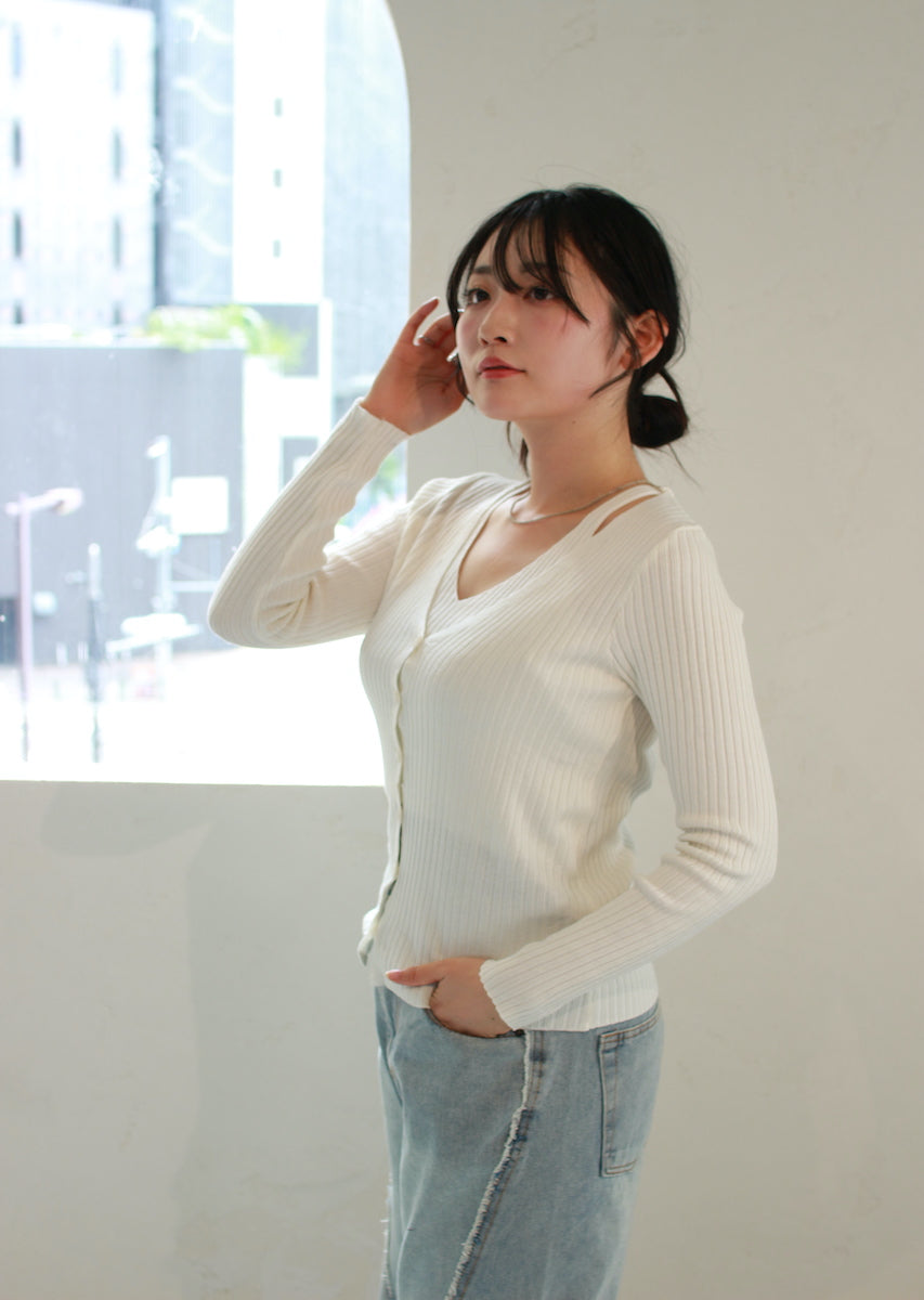 レイヤード風カーディガン