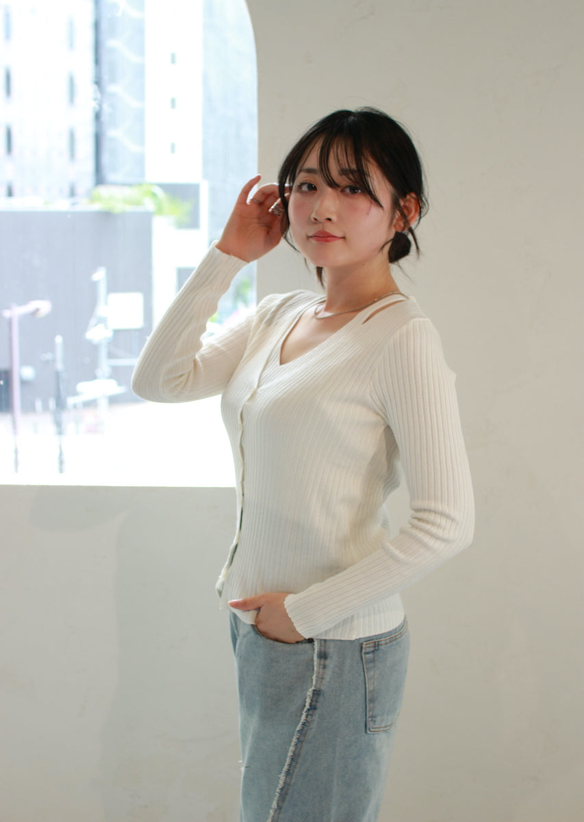 レイヤード風カーディガン