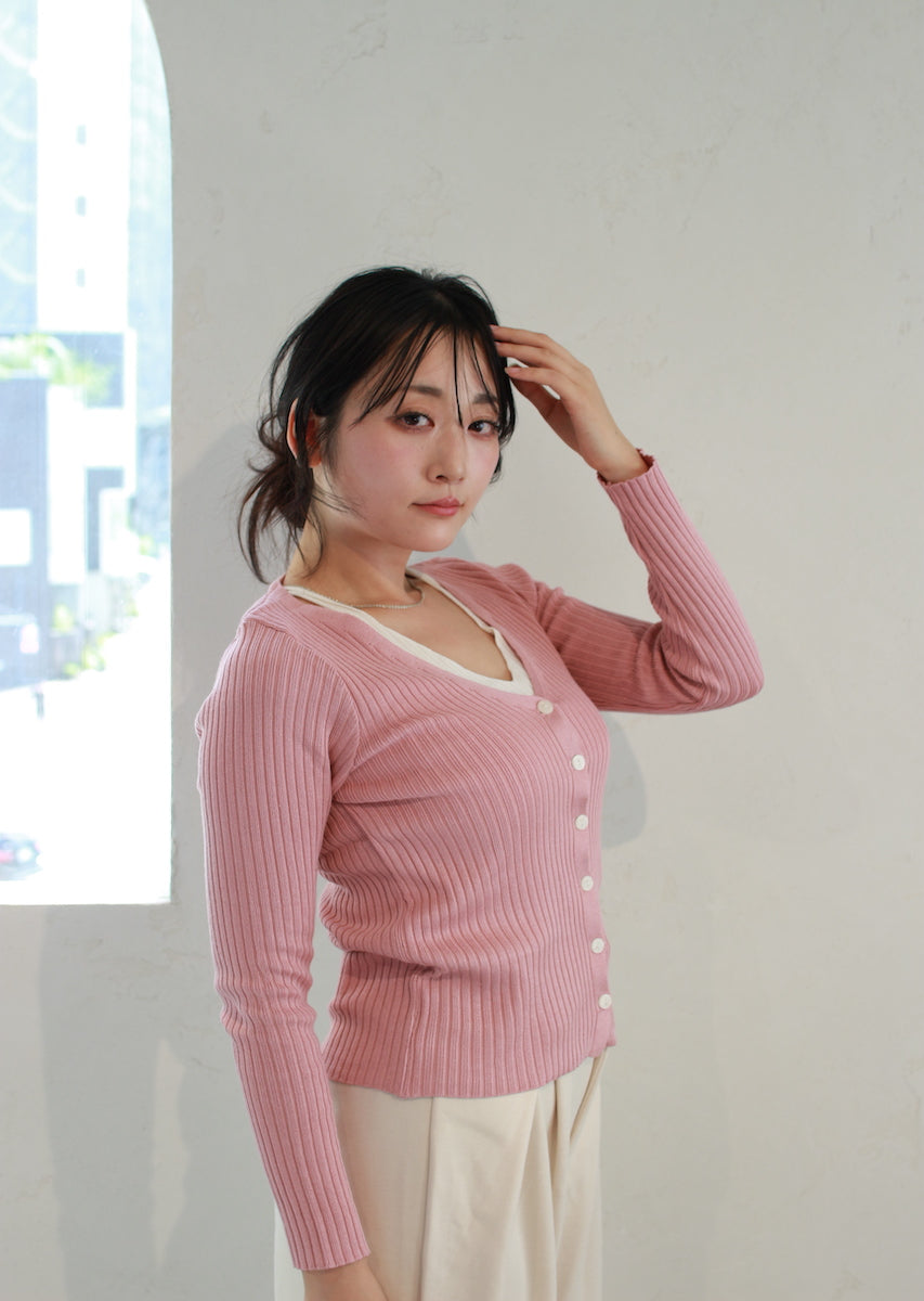 レイヤード風カーディガン