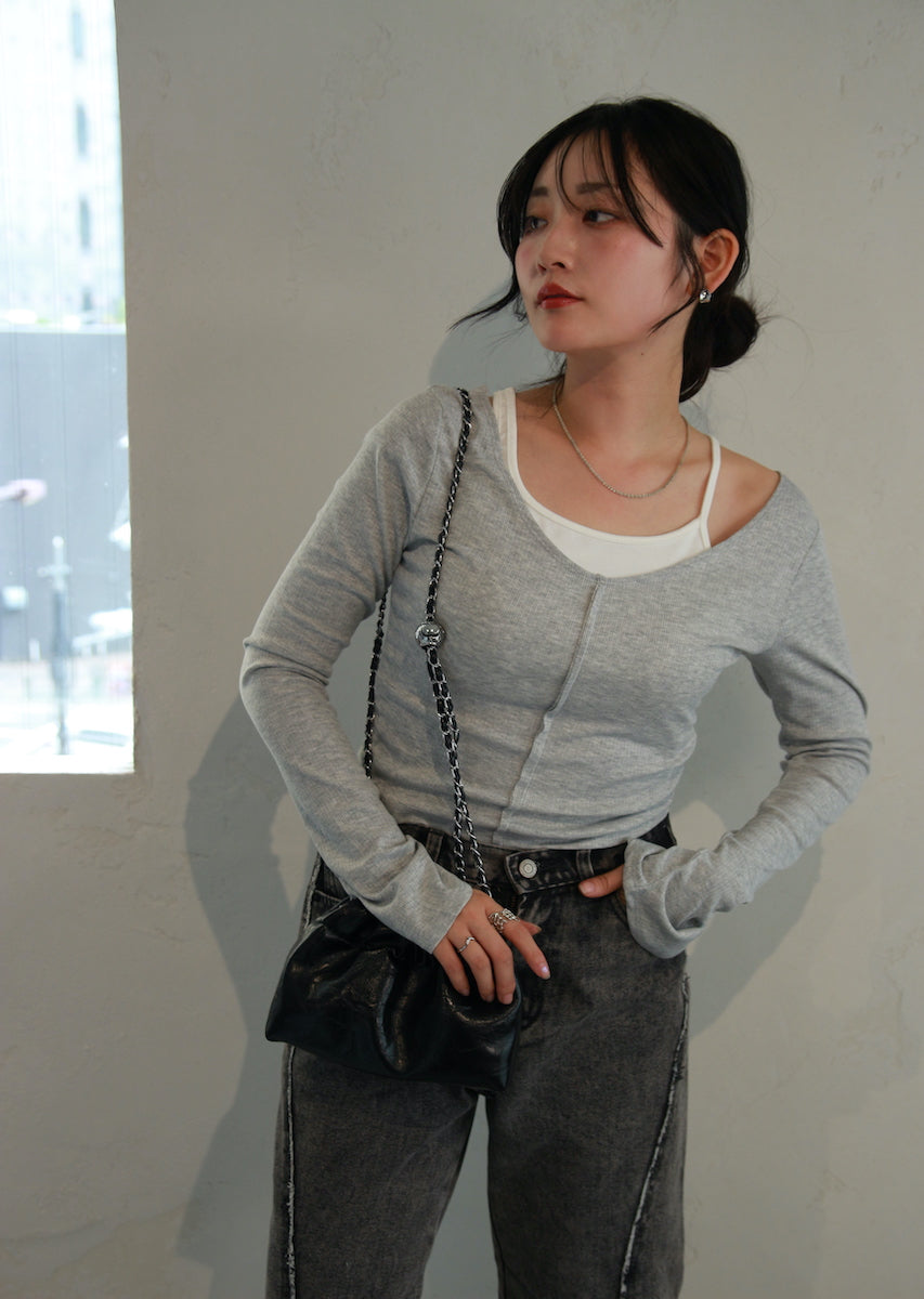 チェーンショルダー 巾着バッグ